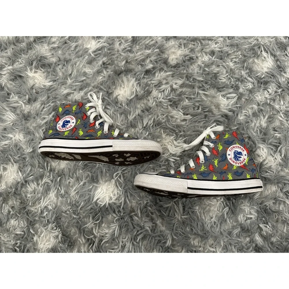 Converse Dinosaur High Top Sneakers in Gray Kids Size 2